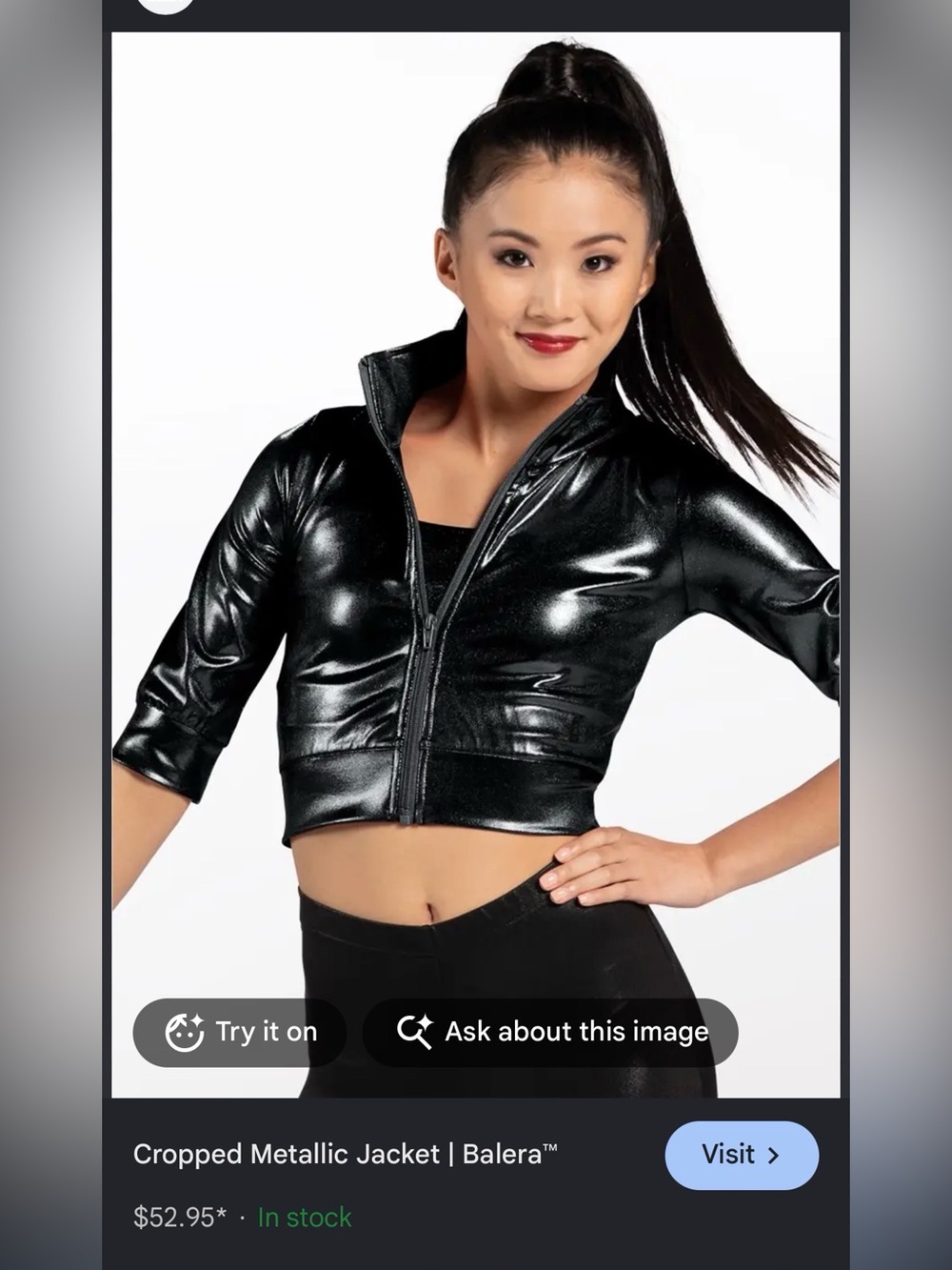 balera Shiny Black Performance Dance Jacket